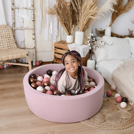 KiddyMoon Kinder Bälle für Bällebad Baby Spielbälle Plastikbälle ∅7cm Made in EU, braun/kupferrot/pastellbeige/lachsfarben