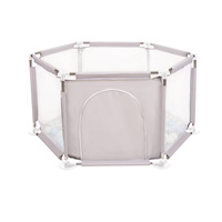 Sechseckiger Laufstall mit Bällen Laufgitter für Kinder, Grau:perle/grau/transparent/babyblau/minze, 200 Bälle