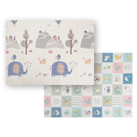 KiddyMoon Babymatte Zweiseitige Krabbelmatte Schaumstoffmatte Für Kinder Kindermatte Kindgerechte Muster Spielplatz Entwicklung Sicherer Und Bequemer Ideal Für Drinnen Und Draußen, Grau-Bergen/Elefant, 150x200x1cm