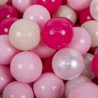 KiddyMoon Kinder Bälle für Bällebad Baby Spielbälle Plastikbälle ∅7cm Made in EU, pastellbeige/puderrosa/perle/dunkelpink, 200 Bälle/7cm