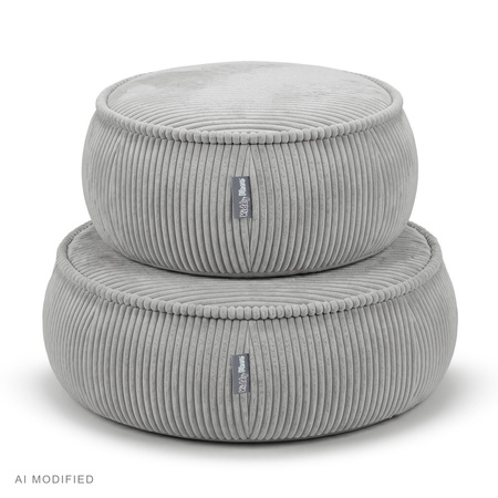 KiddyMoon Kinderpouf aus Schaumstoff mit abnehmbarem Bezug, hellgrau, L