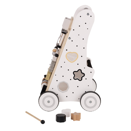 KiddyMoon Lauflernwagen aus Holz für Babys und Kleinkinder, Lauflernhilfe WK-001 Schwarz - Weiß, Standard