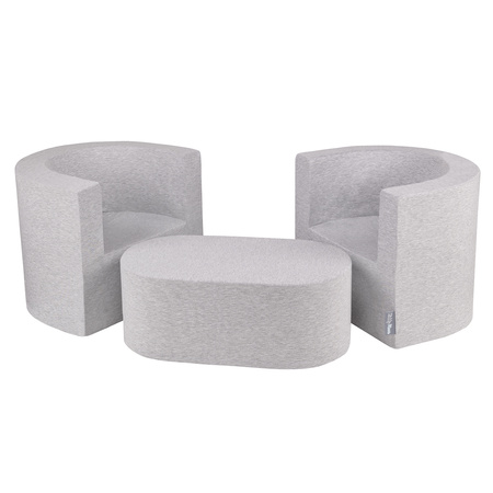 KiddyMoon Schaumstoff Kindersitz Montessori-Spielzeug Schaum spielzeug Weiche Kindermöbel und viel Spaß für Kinder Babys Sessel, Hergestellt in der EU, Hellgrau, Tisch