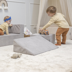 KiddyMoon Zwickel Für Kinder aus Weichem Schaumstoff Leicht Vielseitig Gerippter Stoff Flexiblen Designs Abnehmbarer Bezug Perfekt zum Spielen und Entspannen, hellgrau, Zwickel