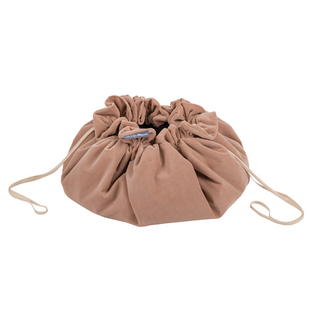 MW-105V-51 KiddyMoon Matte und Sack für Balle und Spielzeuge 2in1 mit Kordelzug, wüstenrosa: pastellbeige/lachsfarben/weiß, XL/50 Bälle