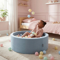 KiddyMoon Rundes Bällebad mit Bällen für Baby aus Schaumstoff, blau:perle, 90 x 30 cm 200 Bälle