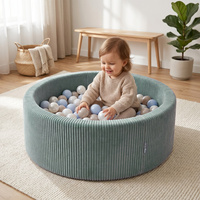 KiddyMoon Bällebad für Kinder aus Schaumstoff, 90 x 30 cm, weicher Rippbezug, abnehmbarer Bezug, weiches und sicheres Spielzeug, waschbar, Grün: Weiß/Grau/Minze, 90 x 30 cm 200 Bälle