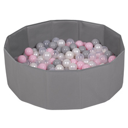 Faltbare Bällebad mit Bälle für Kinder Spielbad, Grau, 100 Bälle