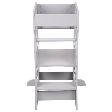 KiddyMoon Lernturm für Kinder ab 1 Jahr, Anti-Kipp-Schutz, 3-fach höhenverstellbar, Schutzbügel, Montessori Küchenhelfer, grau, 91,5x39,3x49,4
