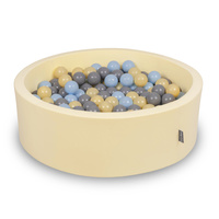KiddyMoon Bällebad Bällepool mit bunten Bällen ∅ 7Cm  für Babys Kinder Rund, Gelb, 90 x 30 cm 300 Bälle