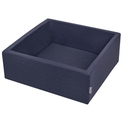 KiddyMoon Bällebad Bällepool mit bunten Bällen ∅ 7Cm  für Babys Kinder Quadrat, dunkelblau:perle/grau/transparent/babyblau/mint, 90x30cm/300 Bälle