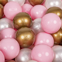 KiddyMoon Kinder Bälle für Bällebad Baby Spielbälle Plastikbälle ∅7cm Made in EU, puderrosa/perle/golden, 50