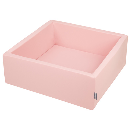 KiddyMoon Bällebad Bällepool mit bunten Bällen ∅ 7Cm  für Babys Kinder Quadrat, rosa:perle/grau/transparent/puderrosa