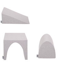 KiddyMoon Spielplatz Schaumstoff mit Viertel Eckig Bällebad Bälle Hindernisläufe, hellgrau:weiß/grau/puderrosa, Bällebad (200 Bälle) + Version 2