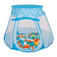 Baby Spielzelt Mit Plastikbällen Für Kinder Leicht und Kompakt ideal für Drinnen Und Draußen Fördert Sensorische Integration Schneller Aufbau, blau:weiß-gelb-orange-babyblau-türkis, 200 Bällen
