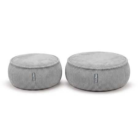 KiddyMoon Pouf für Kinder mit Cord, abnehmbarer Bezug KM-PF-DONUT, hellgrau, M