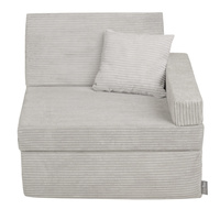 KiddyMoon Kindersessel aus Schaumstoff Sessel für Kinder Kinderzimmer Faltmatratze Relaxsessel Kuschelsessel, hellgrau, Kindersofa mit Kissen