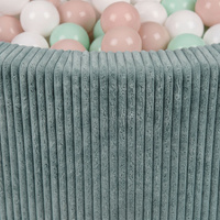 KiddyMoon Bällebad für Kinder aus Schaumstoff, weicher Rippbezug, abnehmbarer Bezug, waschbar, Grün: Pastellbeige/Weiß/Minze, 90 x 30 cm 200 Bälle