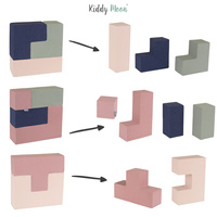 KiddyMoon Weiche Bausteine aus Schaumstoff für Kinder, erikafarben-dunkelblau-beige-salbeifarben, 9 Stücke