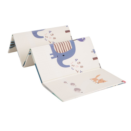 KiddyMoon Babymatte Zweiseitige Krabbelmatte Schaumstoffmatte Für Kinder Kindermatte Kindgerechte Muster Spielplatz Entwicklung Sicherer Und Bequemer Ideal Für Drinnen Und Draußen, Grau-Bergen/Elefant, 150x200x1cm