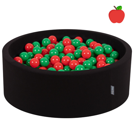 KiddyMoon Bällebad Bällepool mit bunten Bällen ∅ 7Cm  für Babys Kinder Rund, Apfel:grün/rot, 90x30cm/300 Bälle