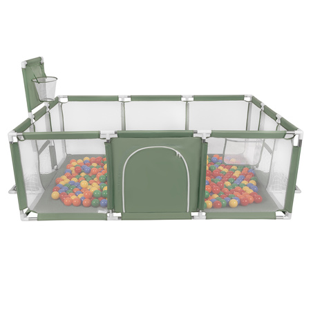 Laufstall Baby Großer Spielplatz mit Bällen Laufgitter für Kinder, grün:gelb/grün/blau/rot/orange, 200 Bällen