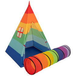 Tipizelt Mit Tunnel Bunt Pop Up Fördert Fantasie Und Bewegung, mehrfarbig, Tunnel + Spielzelt