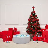 KiddyMoon Bällebad Bällepool mit bunten Bällen ∅ 7Cm  für Babys Kinder Rund, hellgrau:perle/grau/transparent/baby blau/mint, 90x30cm/200 Bälle