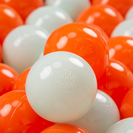 KiddyMoon Kinder Bälle für Bällebad Baby Spielbälle Plastikbälle ∅7cm Made in EU, orange/minze, 100 Bälle/7cm