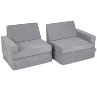 KiddyMoon Kindersofa aus Schaumstoff, Spielsofa für Kinder, Kindersessel, Sofa fürs Kinderzimmer, Kindercouch, Faltmatratze, dunkelgrau, Kindersofa