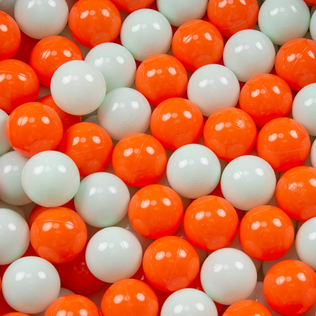 KiddyMoon Kinder Bälle für Bällebad Baby Spielbälle Plastikbälle ∅7cm Made in EU, orange/minze, 100 Bälle/7cm