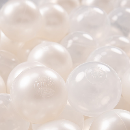 KiddyMoon Kinder Bälle für Bällebad Baby Spielbälle Plastikbälle ∅7cm Made in EU, perle/transparent