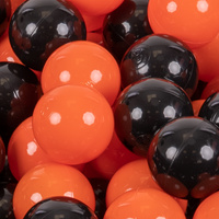 KiddyMoon Kinder Bälle für Bällebad Baby Spielbälle Plastikbälle ∅7cm Made in EU, schwarz/orange, 50 Bälle/7cm