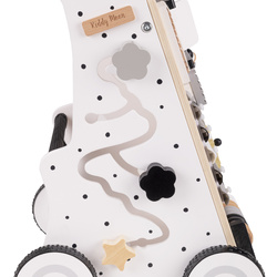 KiddyMoon Lauflernwagen aus Holz für Kinder Lauflernhilfe Spaß Babys, Laufen Lernen, Multifunktion Holzspielzeug für Kleinekinder Montessori-Spielzeug,, Schwarz - Weiß, Griff Verstellbar