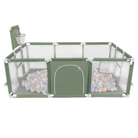 Laufstall Baby Großer Spielplatz mit Bällen Laufgitter für Kinder, grün:pastellbeige/pastellblau/weiß, 200 Bällen