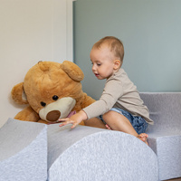 KiddyMoon Spielplatz aus Schaumstoff Würfel/ Zwickel M/ Hügel/ Tunnel/ Rampe M/ Kopfteil M/ Stüfchen PPZ-217 , Hellgrau