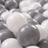 KiddyMoon Kinder Bälle für Bällebad Baby Spielbälle Plastikbälle ∅7cm Made in EU, weiß/grau, 50 Bälle/7cm