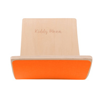 KiddyMoon Balance Board aus Holz für Kinder, Babys Montessori Spielzeug, Gleichgewicht, Balancieren Babys Holzspielzeug, Balancebrett Wackelbrett Gleichgewicht, Natürlich/Orange Filz, 83x29,5x1,7 cm/Filz