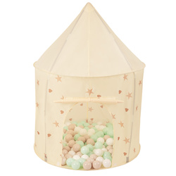 Kinderzelt Spielzelte in Pavillonform Für Kinder Leicht Aufzubauen Tragbar Spielhaus Perfekt Für Drinnen Und Draußen, hellbeige: pastellbeige/weiß/minze, 100 Bälle