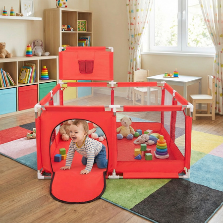 Laufstall mit Korb und Bällen Laufgitter für Kinder, Rot, Keine Bälle