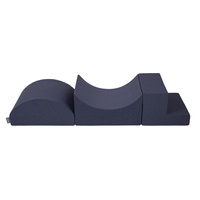 KiddyMoon Spielplatz aus Schaumstoff mit Quadrat Bällebad Bälle Hindernisläufen, dunkelblau:hellgrün/orange/türkis/blau/bblue/gelb, Bällebad (300 Bälle) + Version 6