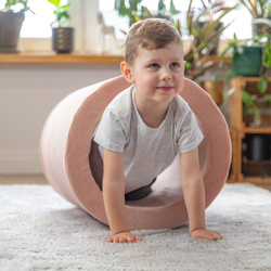 KiddyMoon Spielplatz Velvet Aus Schaumstoff Mit Samt  Für Babys Hindernisläufen - Fass, Wüstenrosa