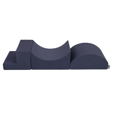 KiddyMoon Spielplatz aus Schaumstoff mit Bällebad und Bälle Hindernisläufen, dunkelblau:perle/grau/transparent/babyblue/minze, Bällebad (300 Bälle) + Version 6