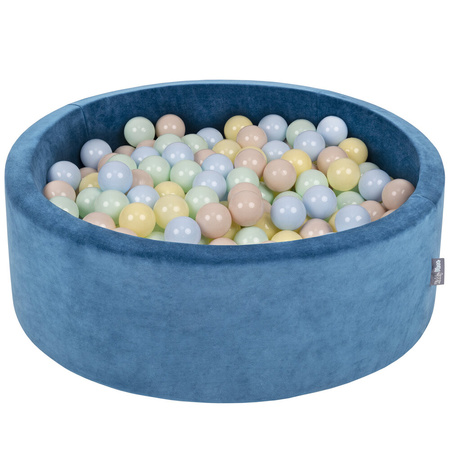 KiddyMoon Rund Bällebad Velvet Bällepool 7Cm Ballgruben Für Babys Spielbad Kleinkinder, Hergestellt in der EU, Lagunetürkis:  Pastellbeige/ Pastellblau/ Pastellgelb/ Minze