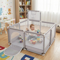 Laufstall mit Korb und Bällen Laufgitter für Kinder, Grau, Keine Bälle