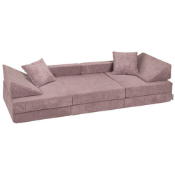 KiddyMoon Kindersofa aus Schaumstoff Spielsofa für Kinder Schlafsofa Kindersessel Sofa für Kinderzimmer Kindercouch Faltmatratze, violett, Kindersofa mit 2 Kissen