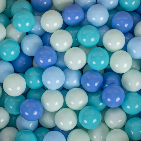 KiddyMoon Greifbälle aus Polyethylen für das Bällebad 6 cm, minze/babyblau/türkis/blau, 100 Bälle/6cm