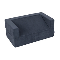 KiddyMoon Kindersofa Modular mit Weichem Zwickel und Bällen Für Kinderzimmer Bequem Vielseitig Gerippter Stoff Abnehmbarer Bezug Perfekt zum Spielen und Entspannen, dunkelblau, Sofa/Zwickel