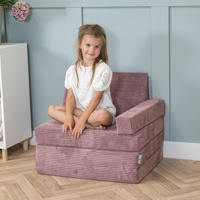 KiddyMoon Kindersessel aus Schaumstoff Sessel für Kinder Kinderzimmer Faltmatratze Relaxsessel Kuschelsessel, violett, Kindersofa mit Kissen