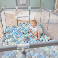 Laufstall Baby Großer Spielplatz mit Bällen Laufgitter für Kinder, Grau:perle/grau/transparent/babyblue/minze, 400 Bällen
